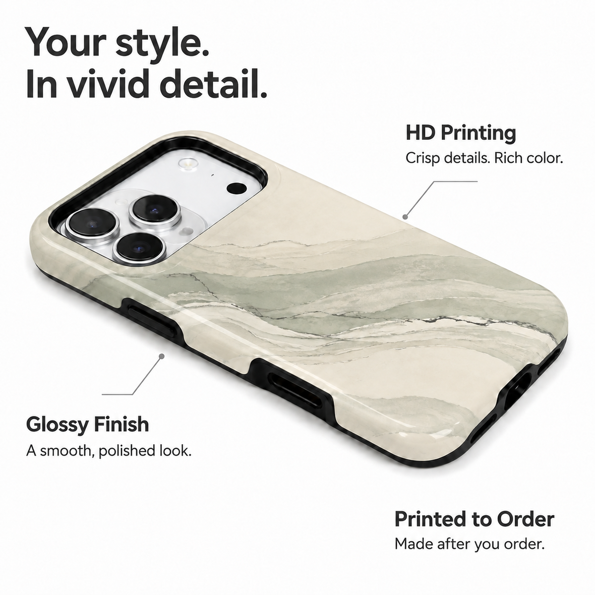 Sage Drift | Cream & Green Marble Phone Case