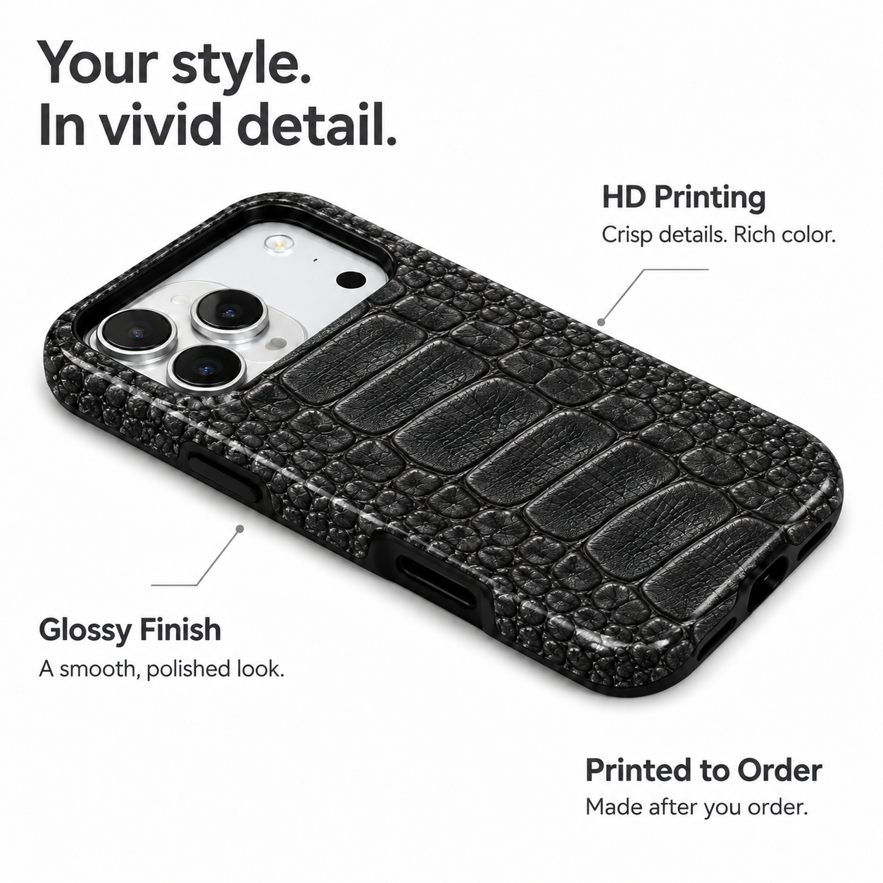 Black Bayou | Crocodile Texture Phone Case