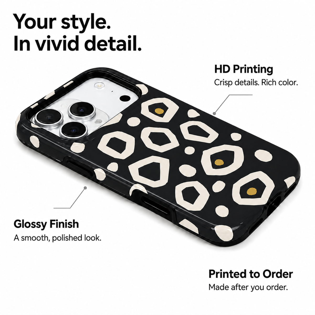 Night Pebbles | Black Geometric Phone Case