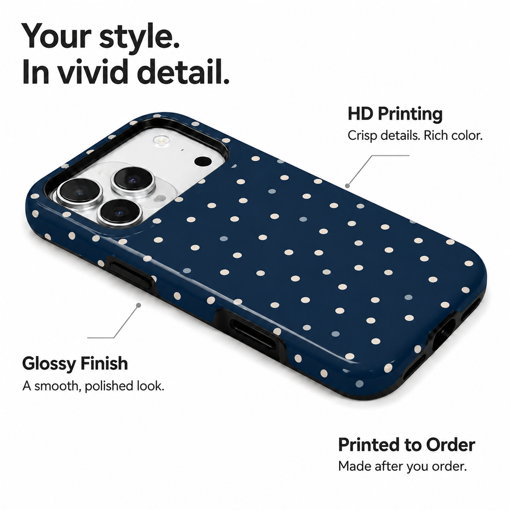 After Dark Dots | Navy Polka Dot Phone Case