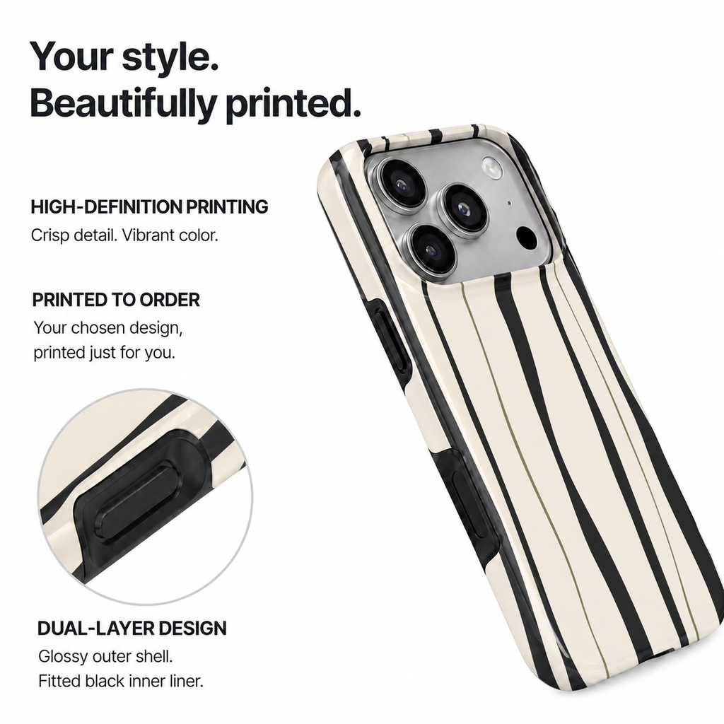 Inkline | Black & Cream Stripe Phone Case