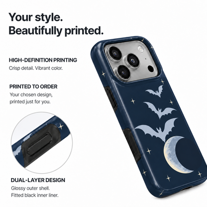 Midnight Flight | Moon & Bats Phone Case