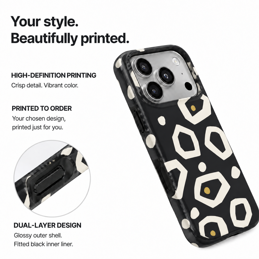 Night Pebbles | Black Geometric Phone Case