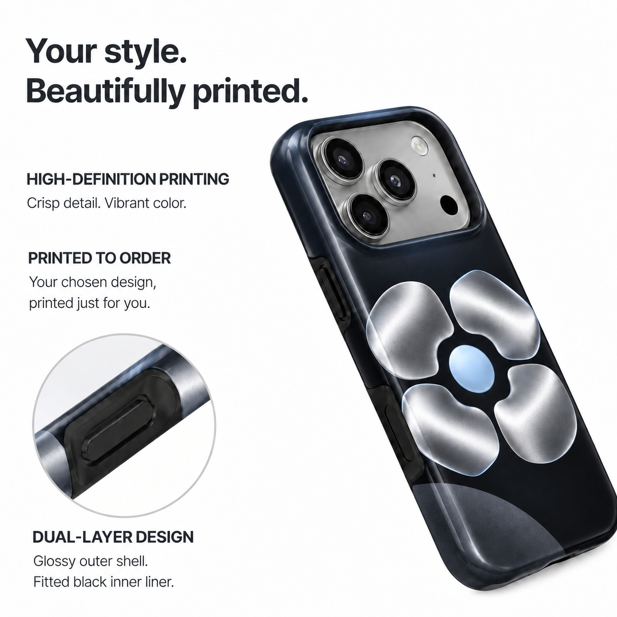 Chrome Bloom | Metallic Floral Phone Case