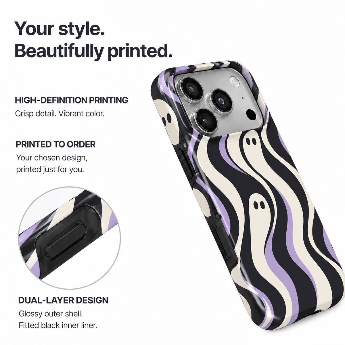 Wavy Spirits | Purple Ghost Phone Case