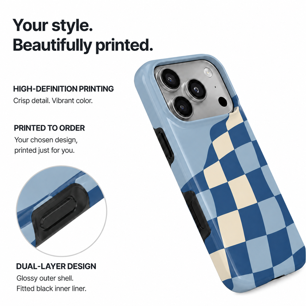 Blue Check Wave | Wavy Checkerboard Phone Case