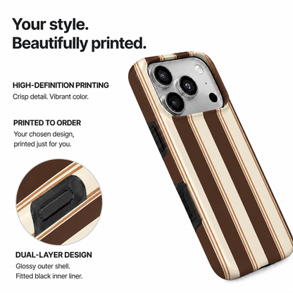 Cocoa Lines | Brown Retro Stripe Phone Case
