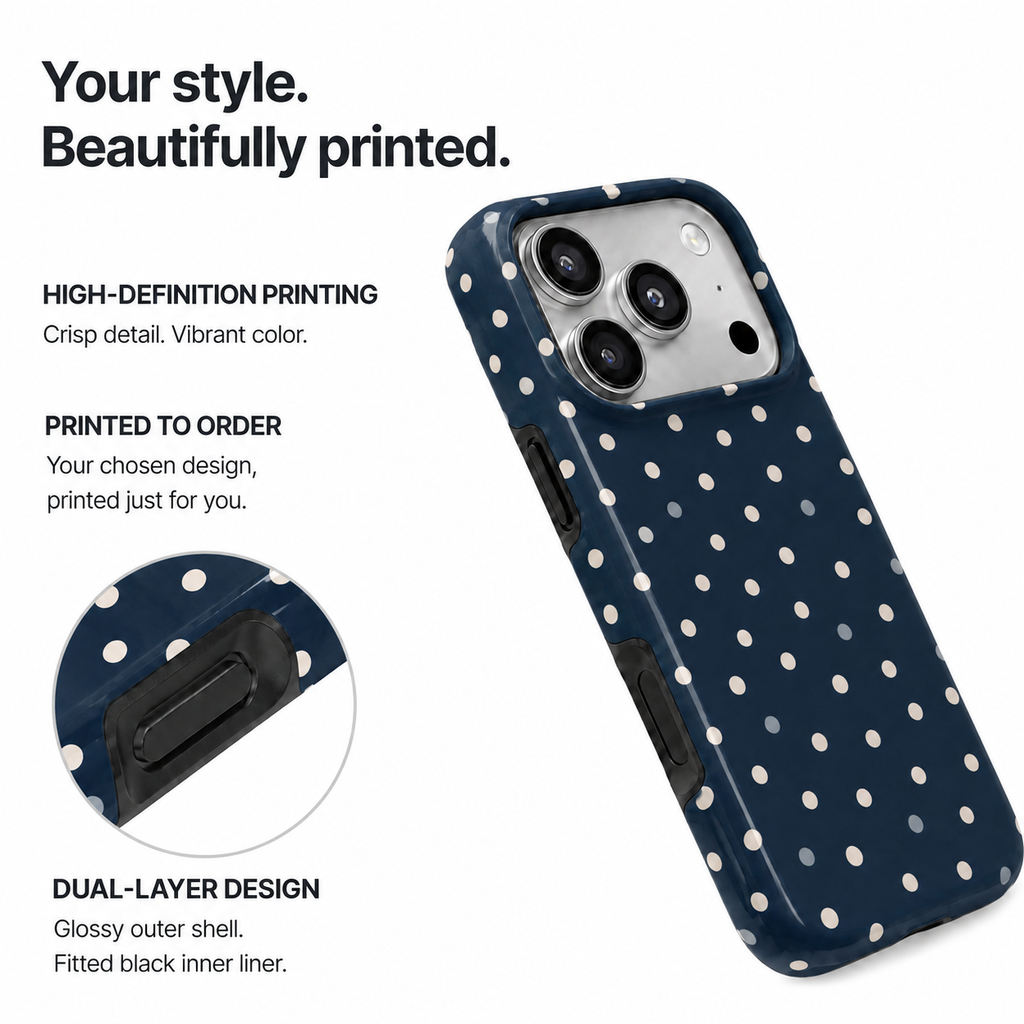 After Dark Dots | Navy Polka Dot Phone Case