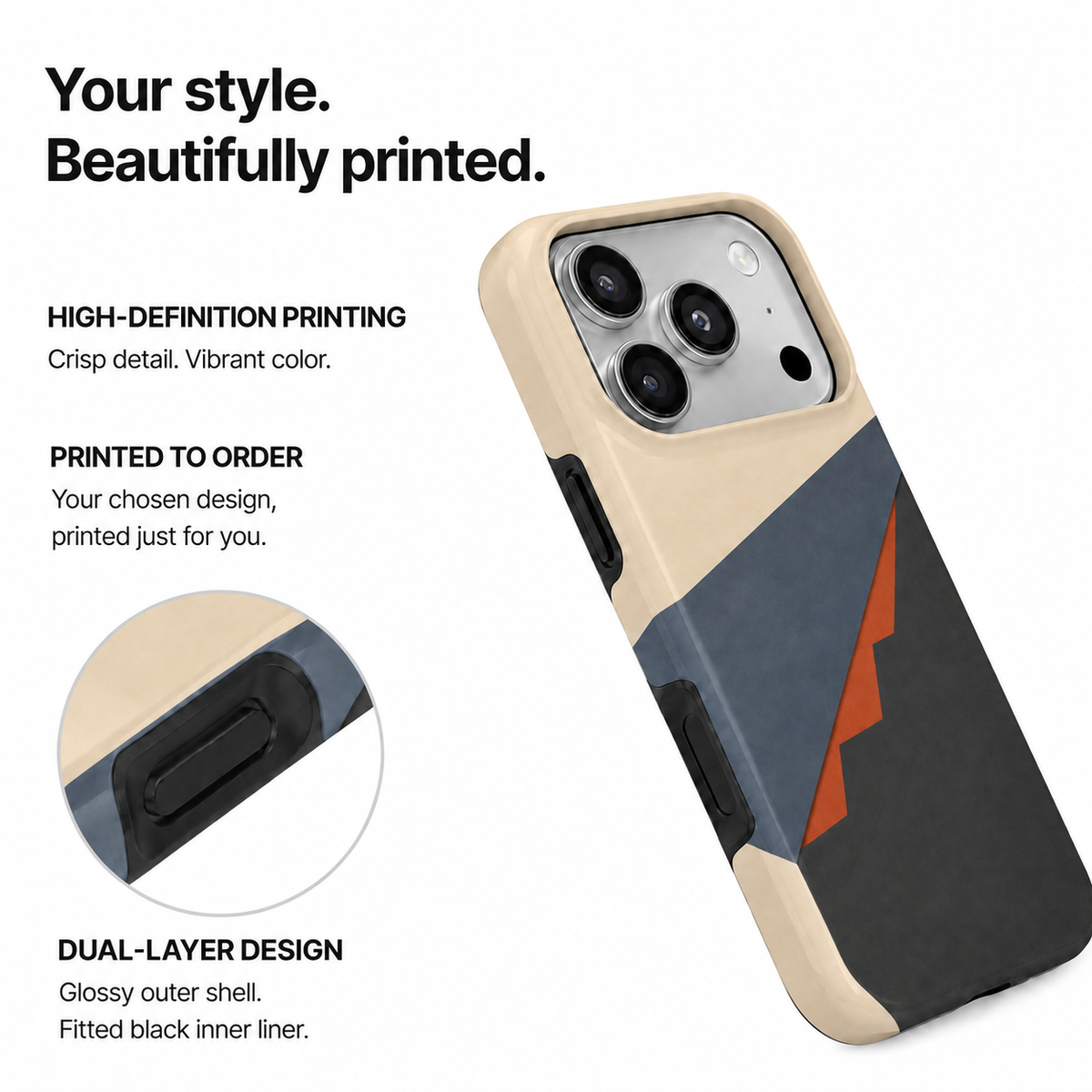 Cut Through | Navy Geometric Phone Case