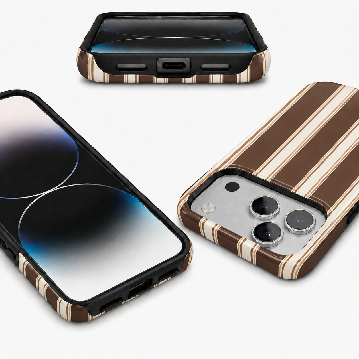 Cocoa Lines | Brown Retro Stripe Phone Case