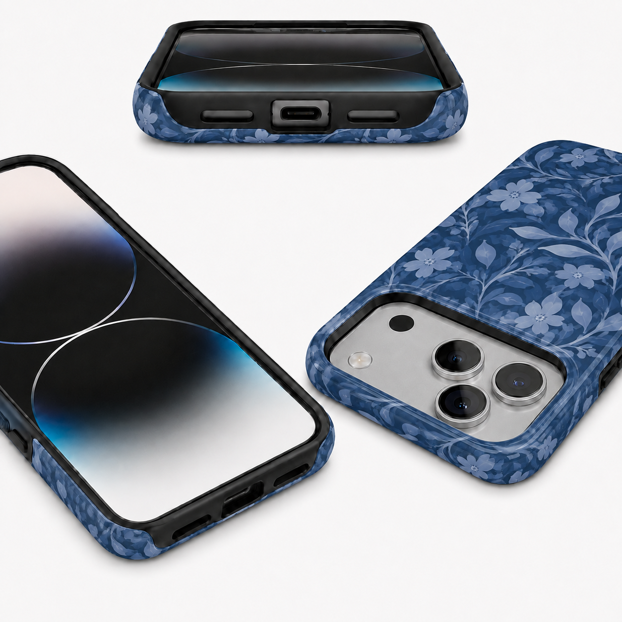 Midnight Petals | Blue Watercolor Floral Phone Case
