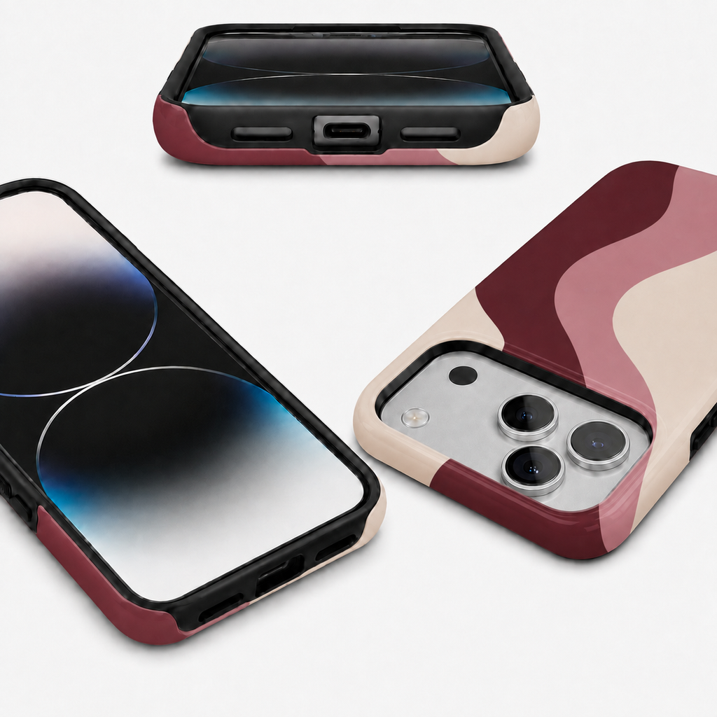 Merlot Flow | Burgundy Retro Wave Phone Case