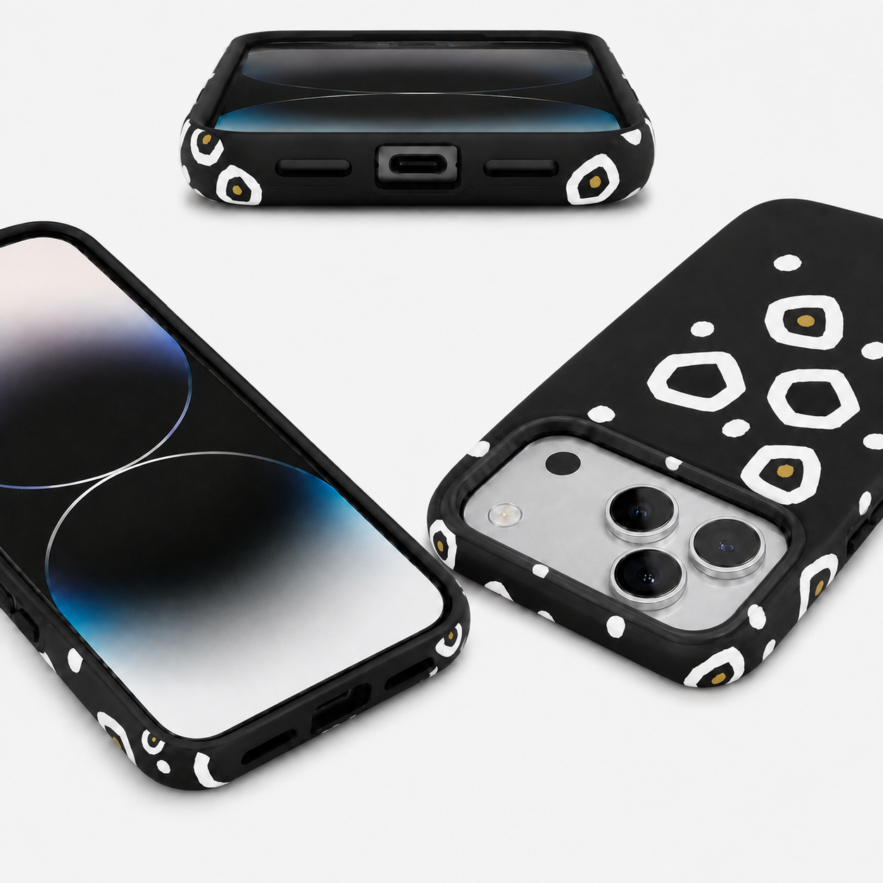 Night Pebbles | Black Geometric Phone Case