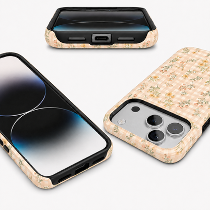 Peach Picnic | Gingham Floral Phone Case
