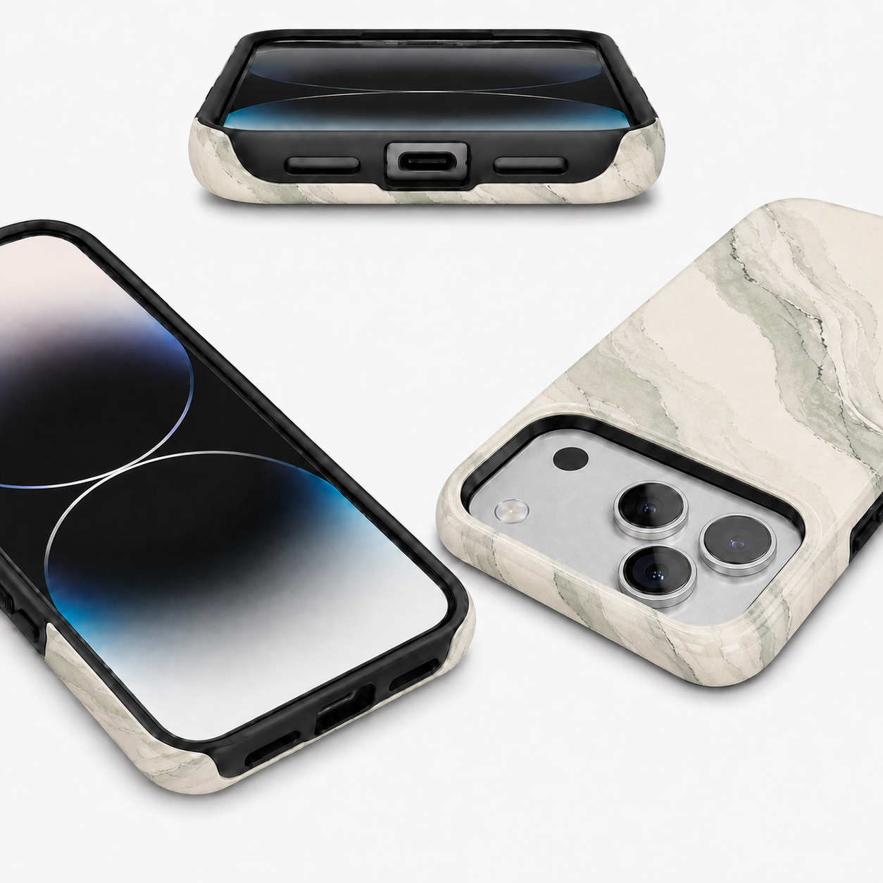 Sage Drift | Cream & Green Marble Phone Case