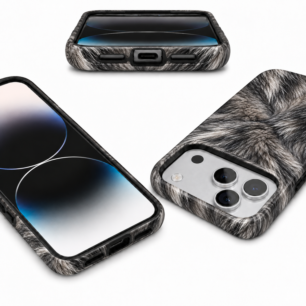 Wolf Whorl | Silver Fur-Print Phone Case