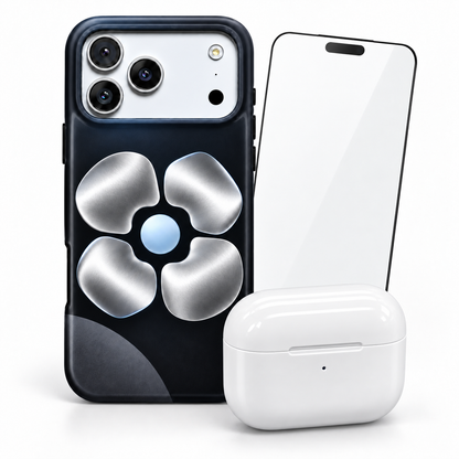 Chrome Bloom iPhone Case, Earbud Case & Screen Protector Bundle