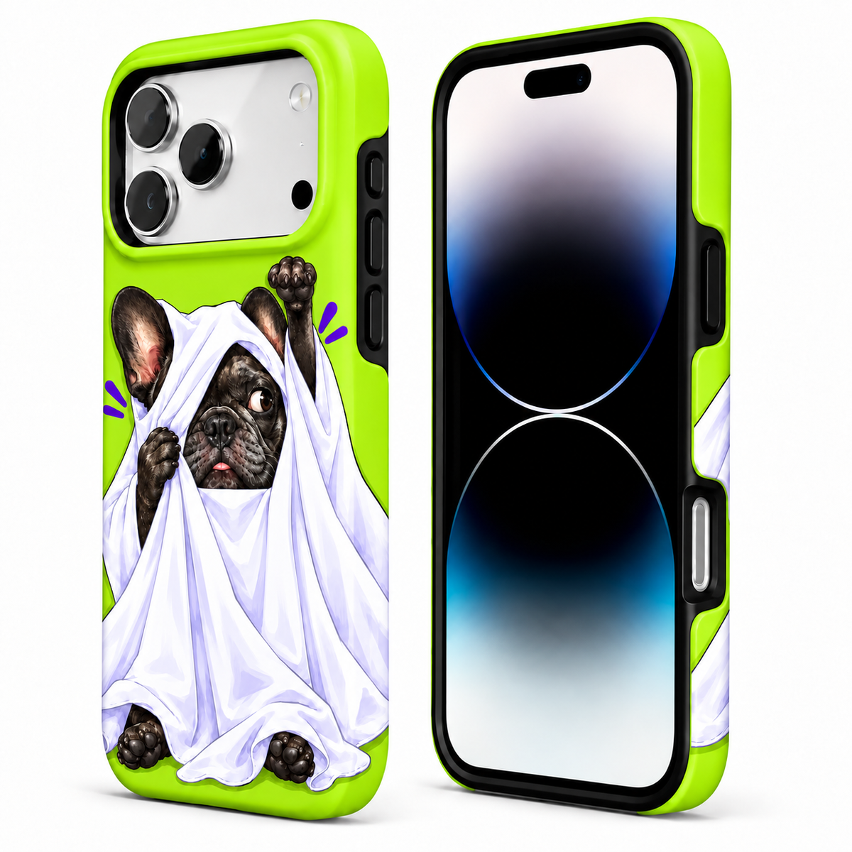 Acid Boo | Neon Ghost French Bulldog Phone Case — view 2