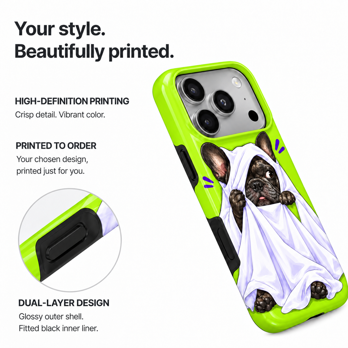 Acid Boo | Neon Ghost French Bulldog Phone Case — view 8