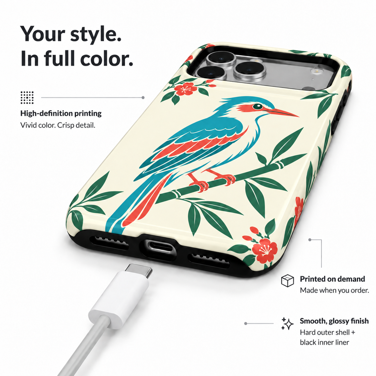 Bamboo Bird | Botanical Mahjong Phone Case — view 6