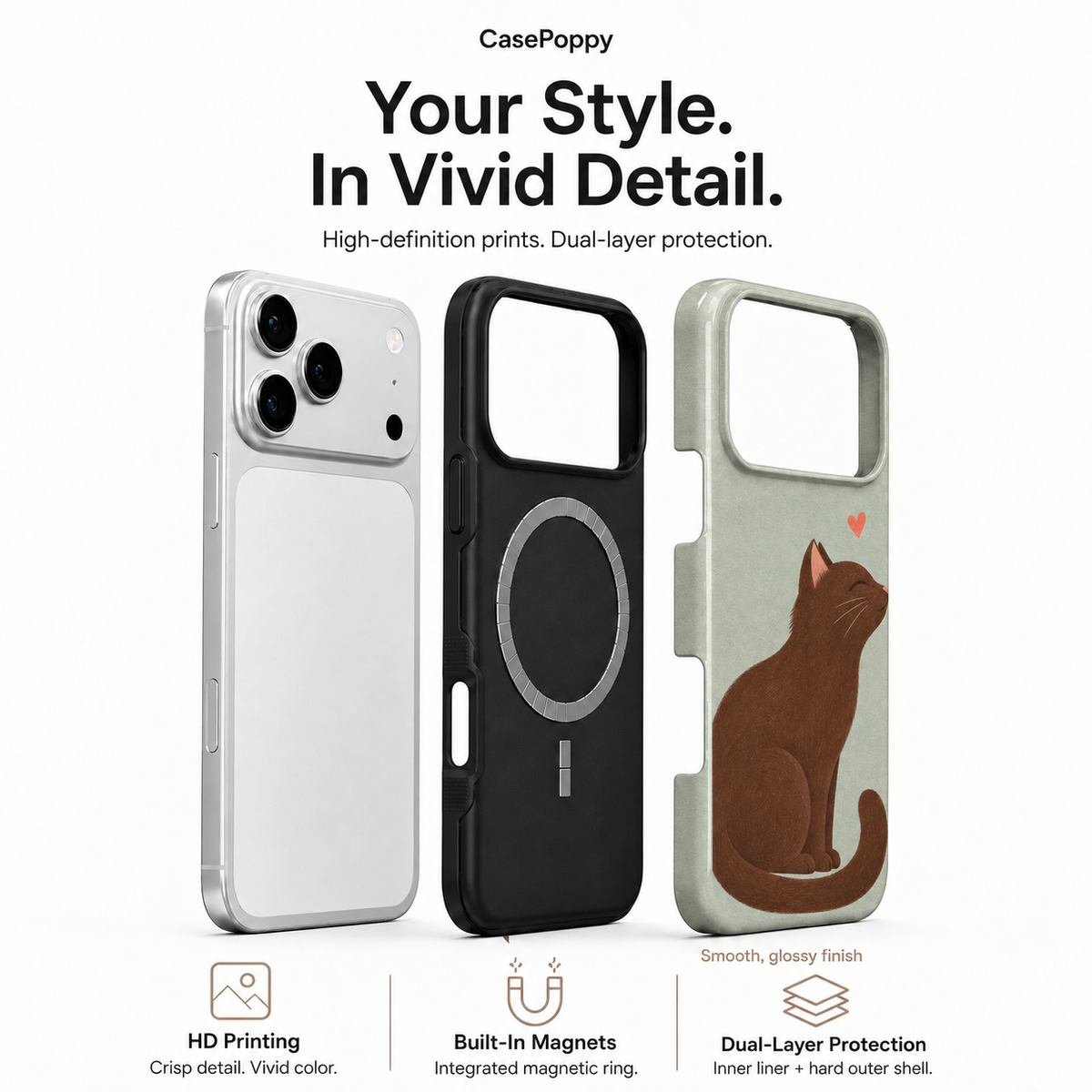 Black Cat Heart A Phone Case — view 4
