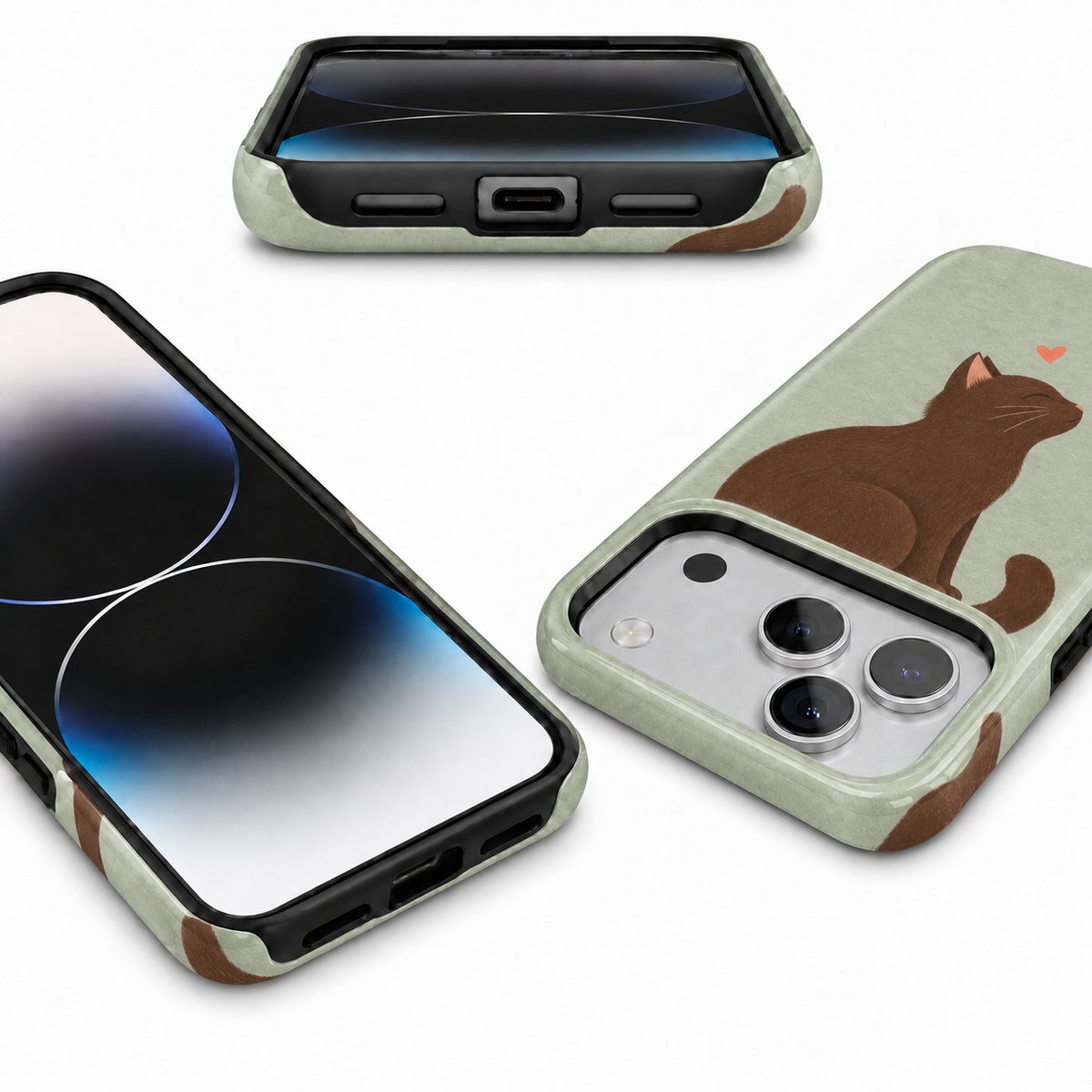 Black Cat Heart A Phone Case — view 9