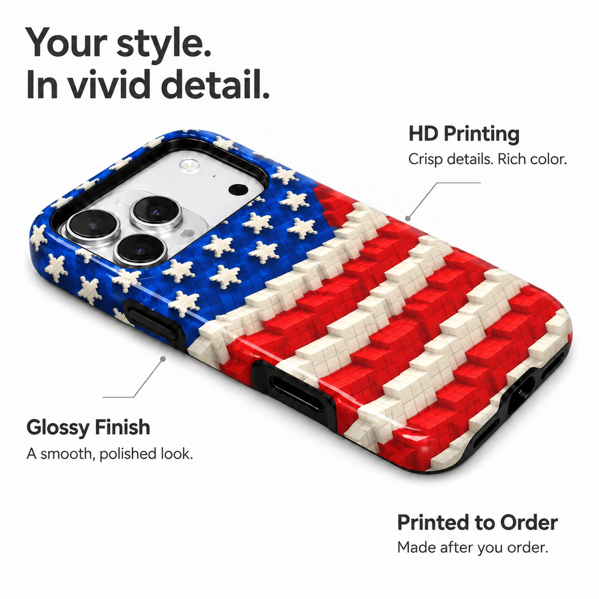 Block Star Flag Phone Case — view 7