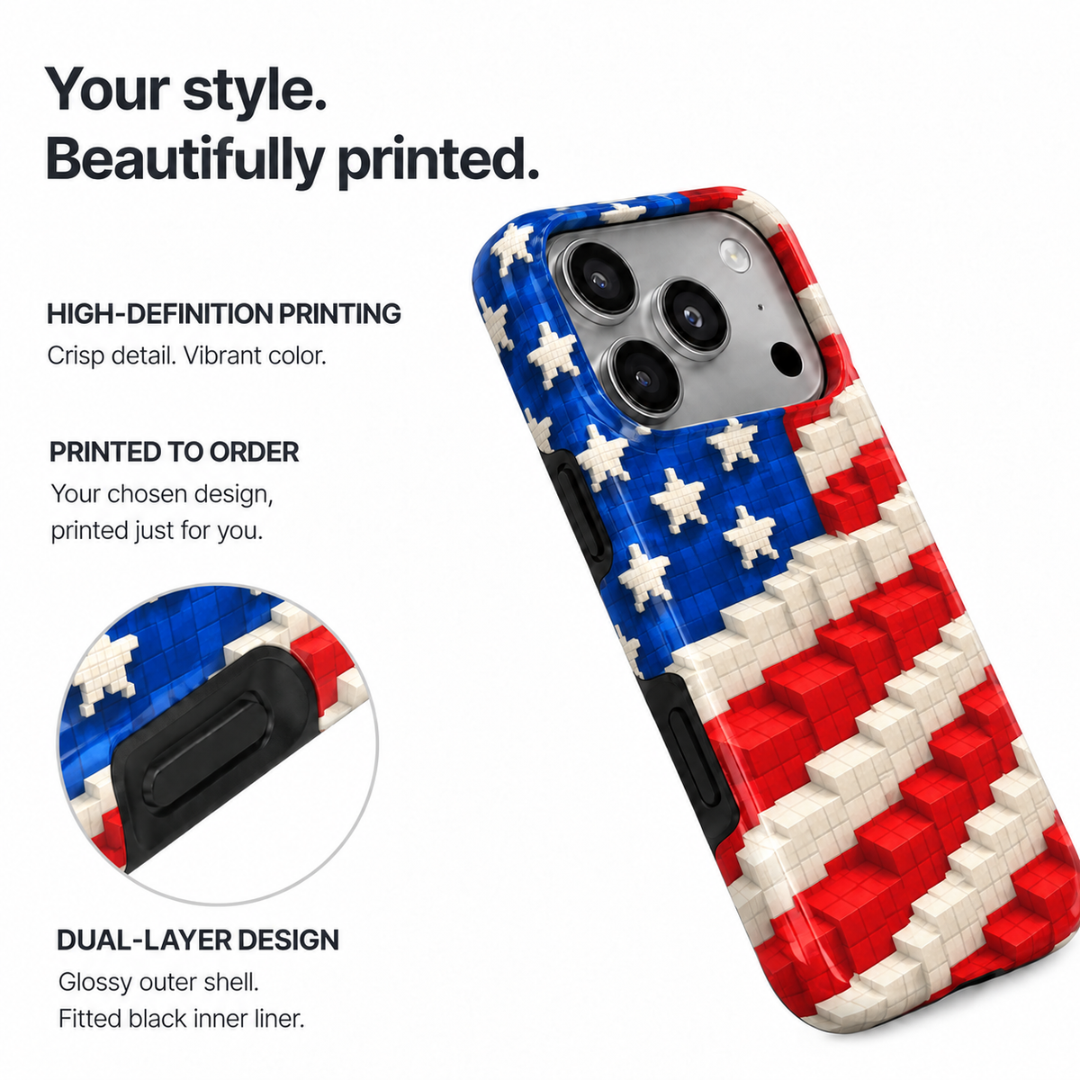 Block Star Flag Phone Case — view 8