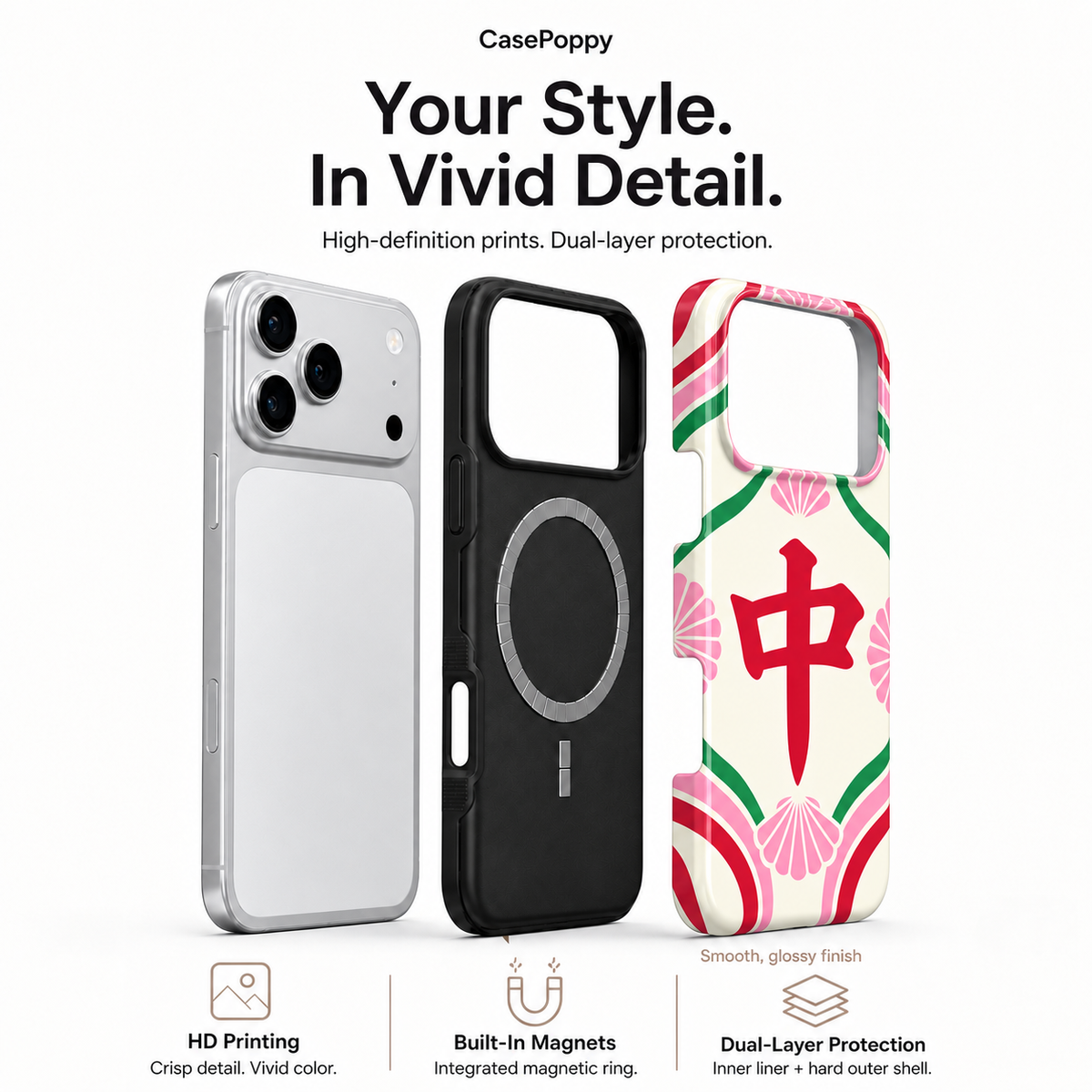 Blush Center | Pink & Red Mahjong Phone Case — view 4