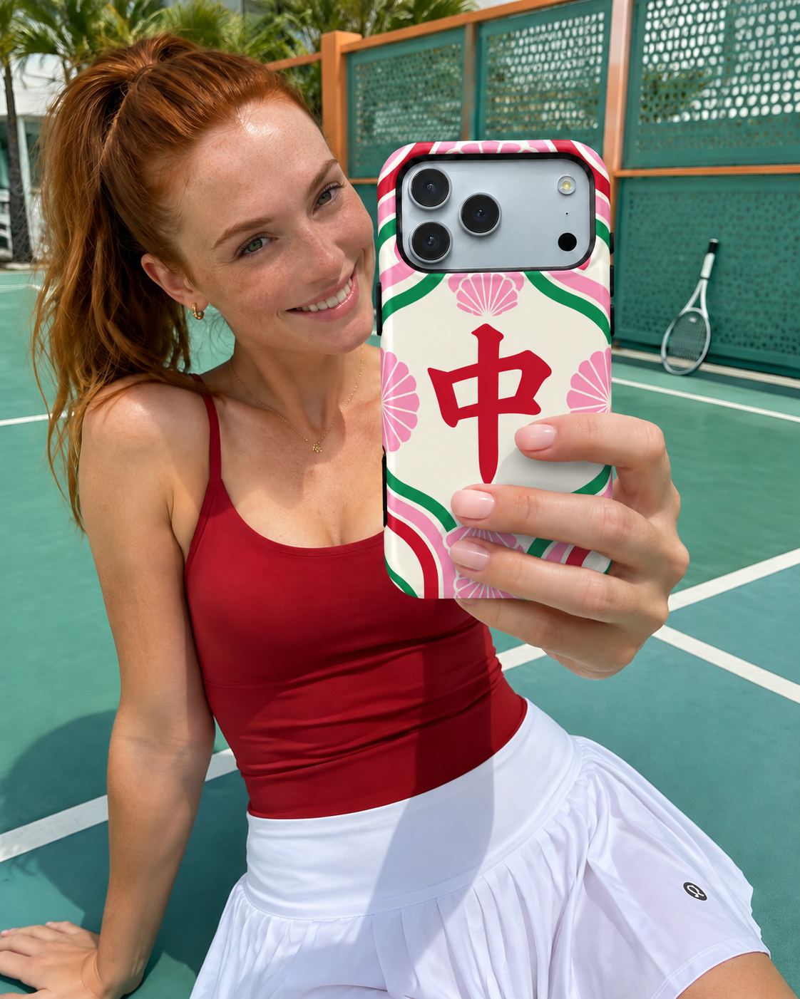 Blush Center | Pink & Red Mahjong Phone Case — view 13