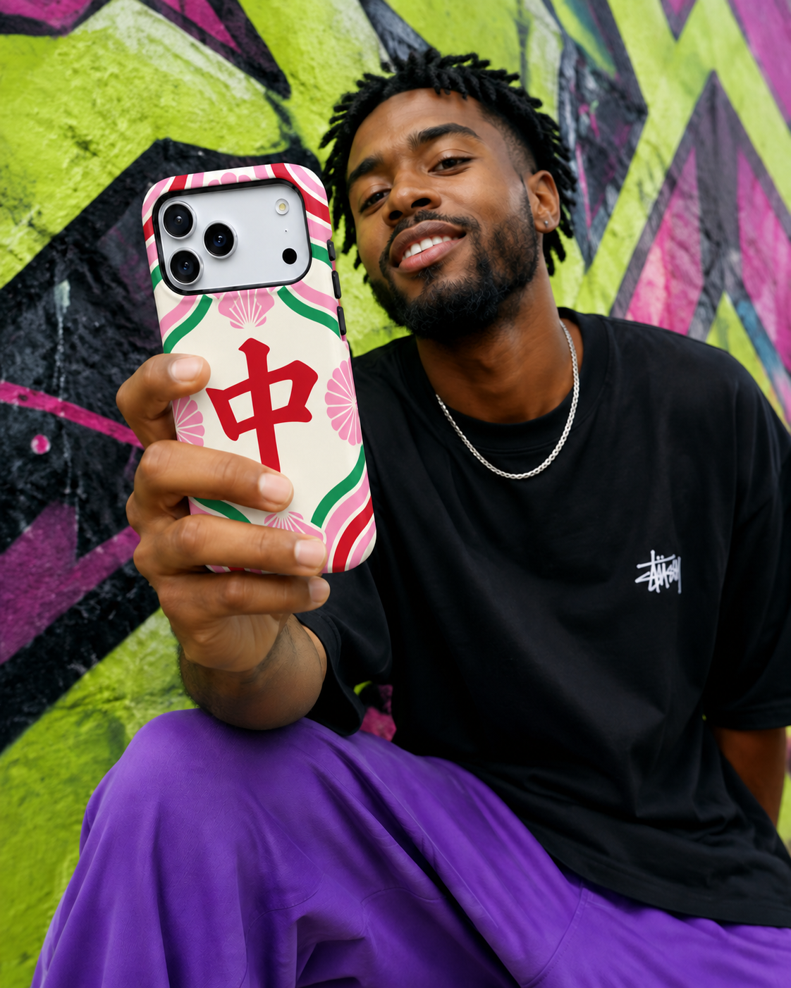Blush Center | Pink & Red Mahjong Phone Case — view 14