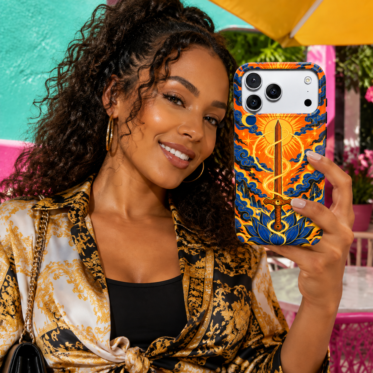 Celestial Blade | Orange & Blue Mythic Phone Case — view 14