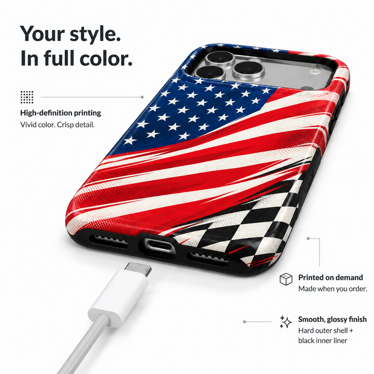 Checkered Liberty Phone Case — view 6