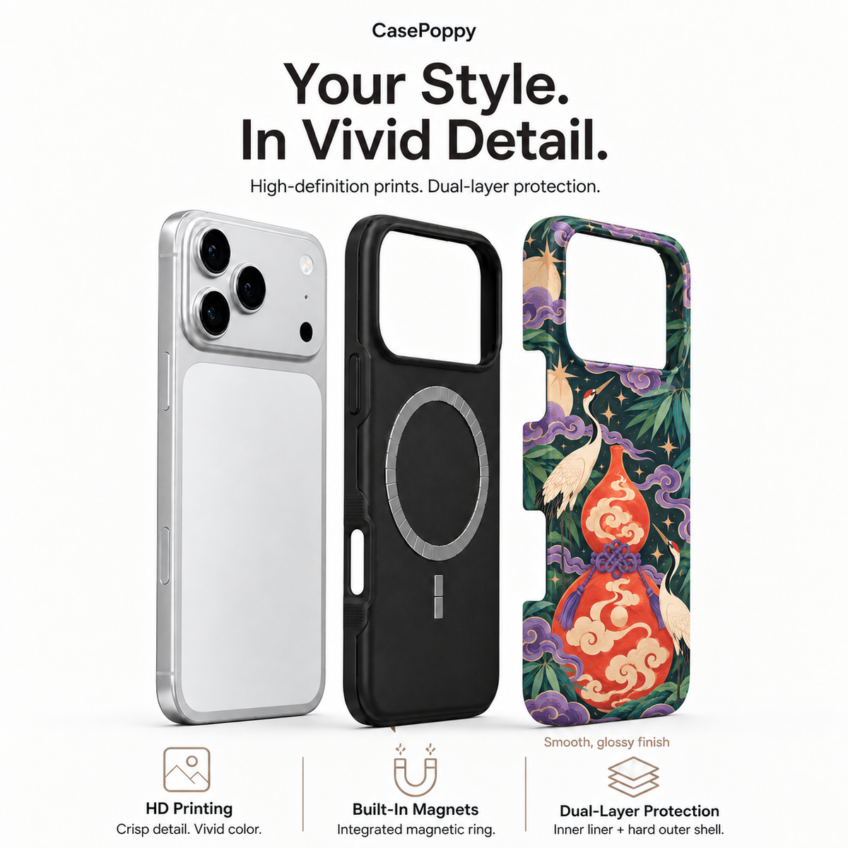 Crane & Gourd | Dark Botanical Phone Case — view 4