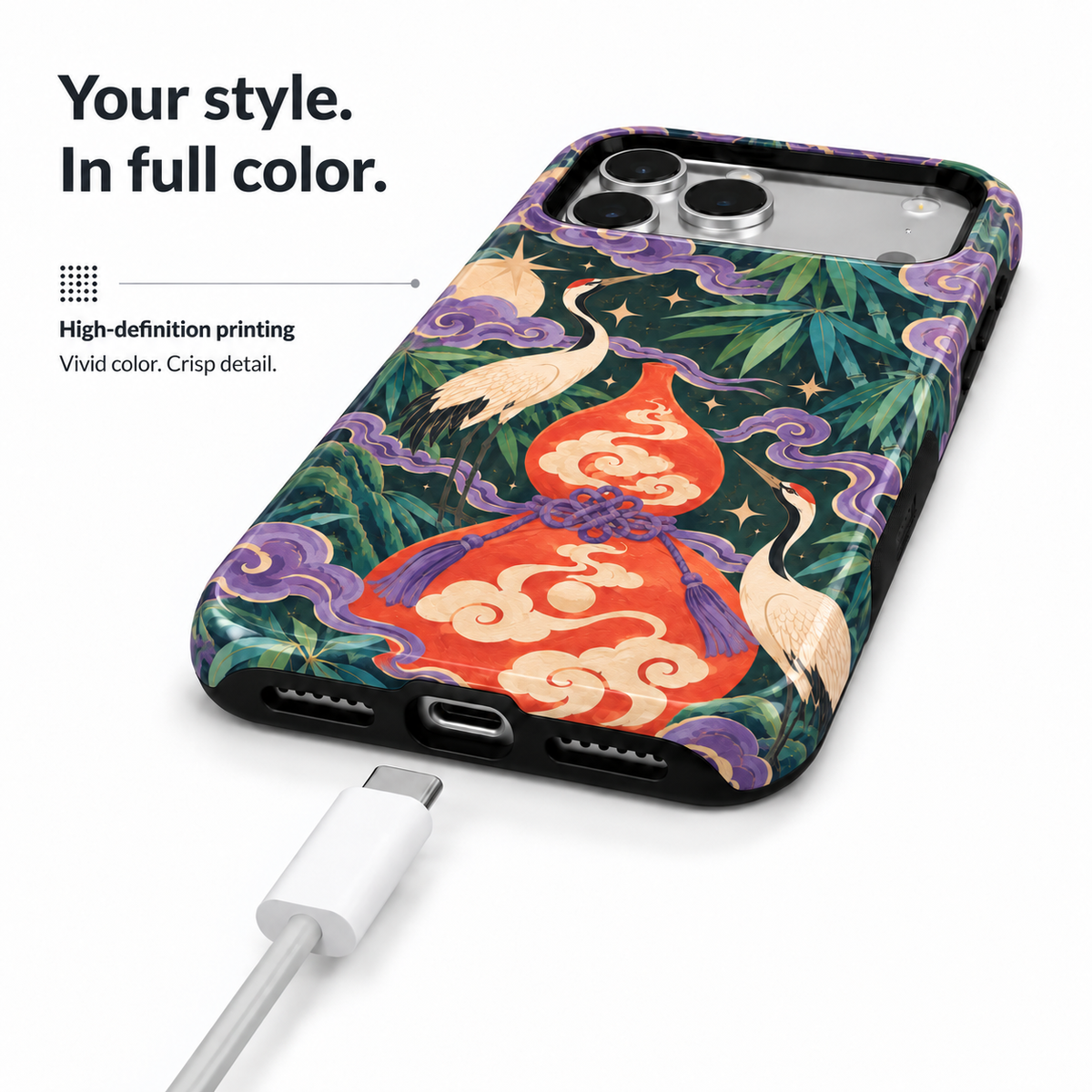 Crane & Gourd | Dark Botanical Phone Case — view 6
