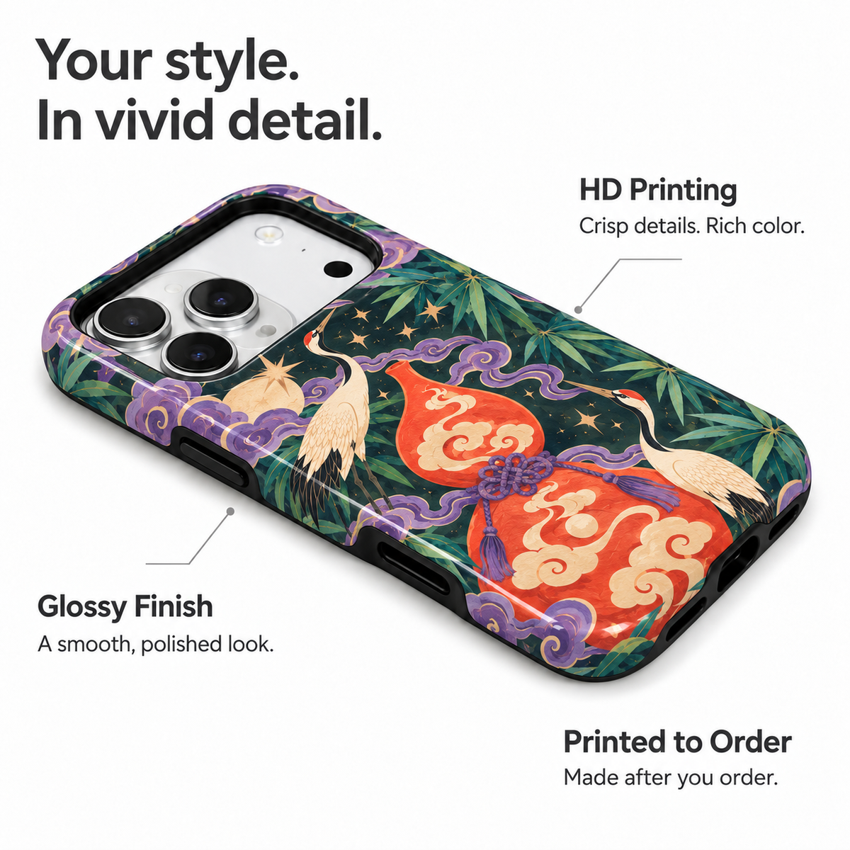 Crane & Gourd | Dark Botanical Phone Case — view 7
