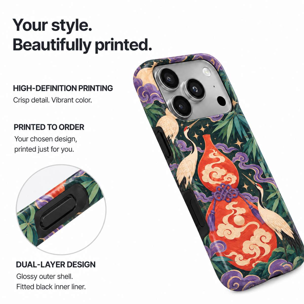 Crane & Gourd | Dark Botanical Phone Case — view 8