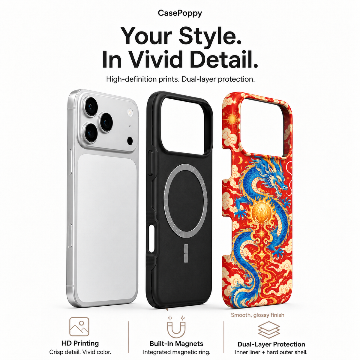 Dragonfire Pearl | Red Mythic Dragon Phone Case — view 4