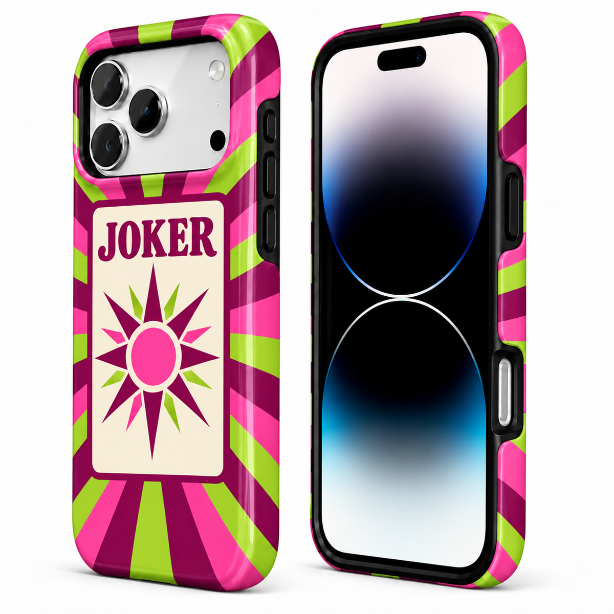 Electric Joker | Pink & Green Mahjong Phone Case — view 2