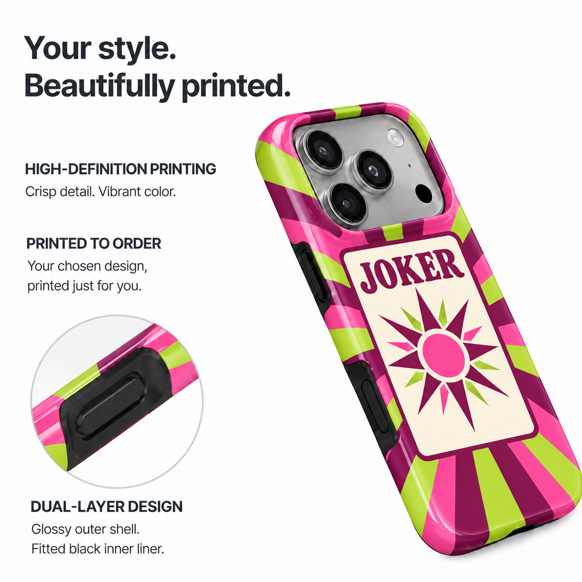 Electric Joker | Pink & Green Mahjong Phone Case — view 8
