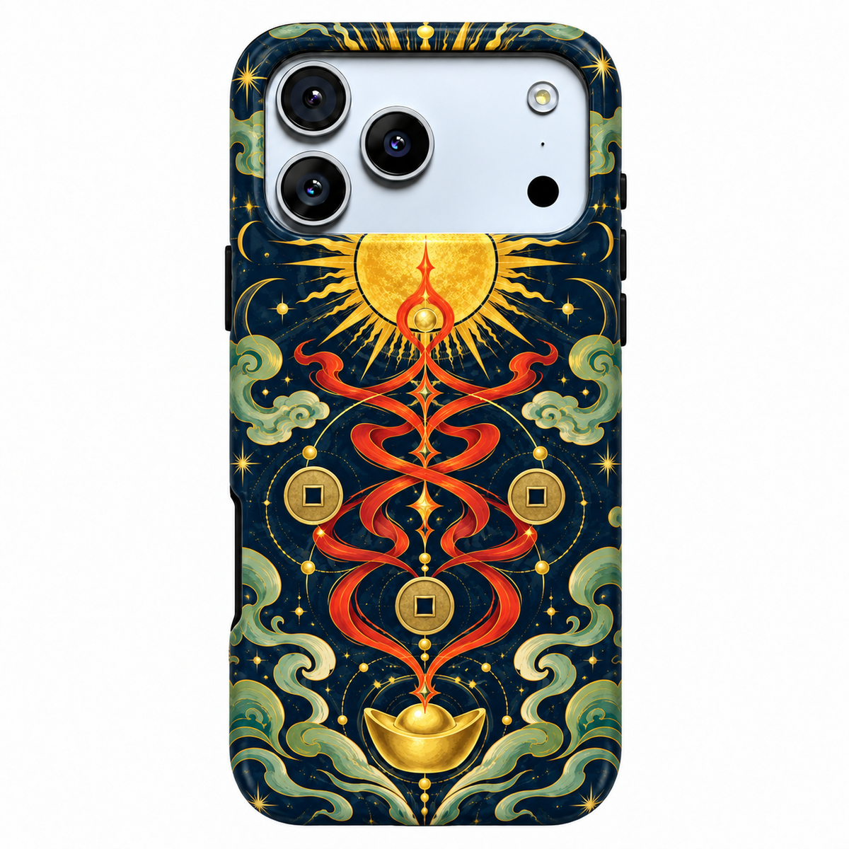 Navy and gold serpent phone case