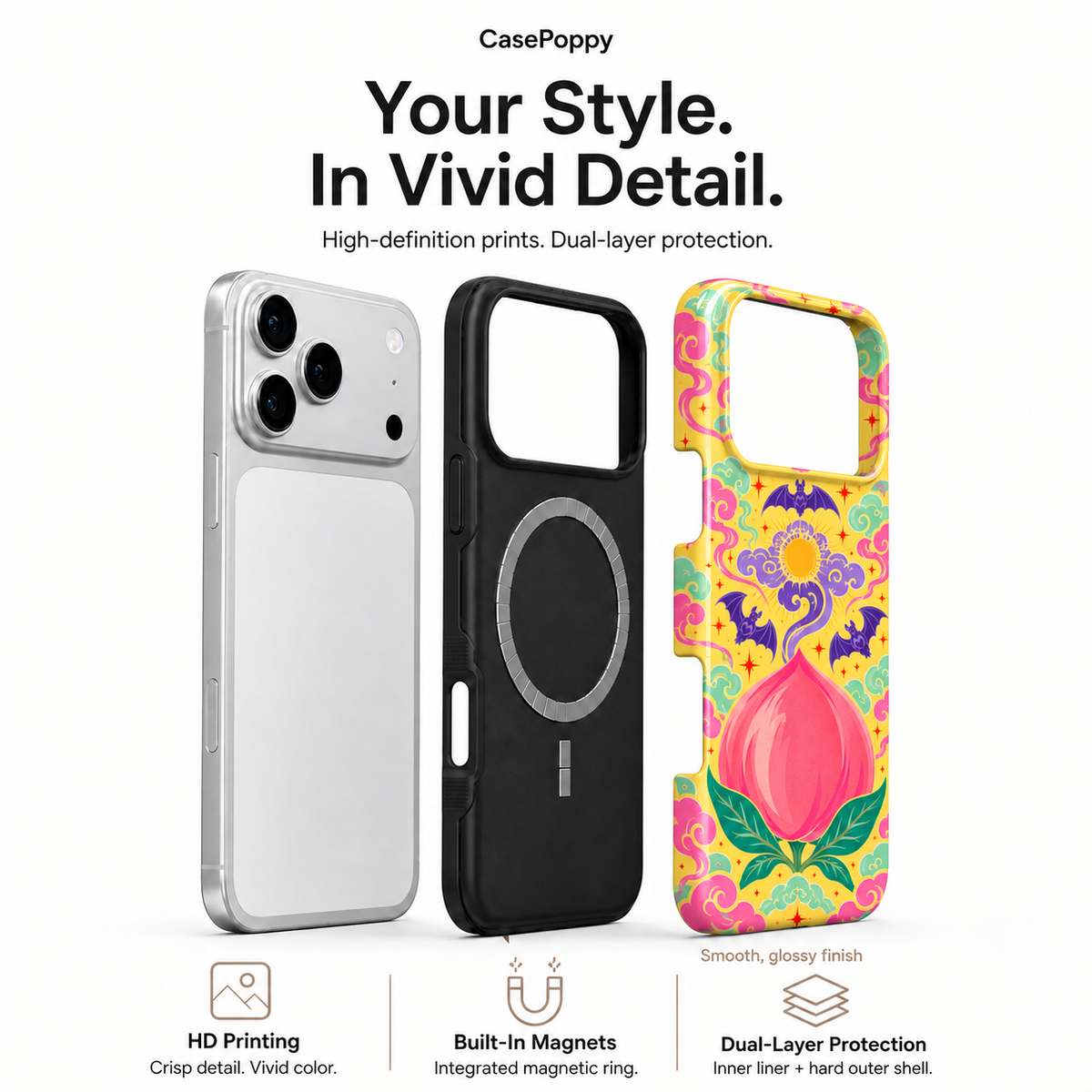 Yellow and purple lotus floral phone case, view 2