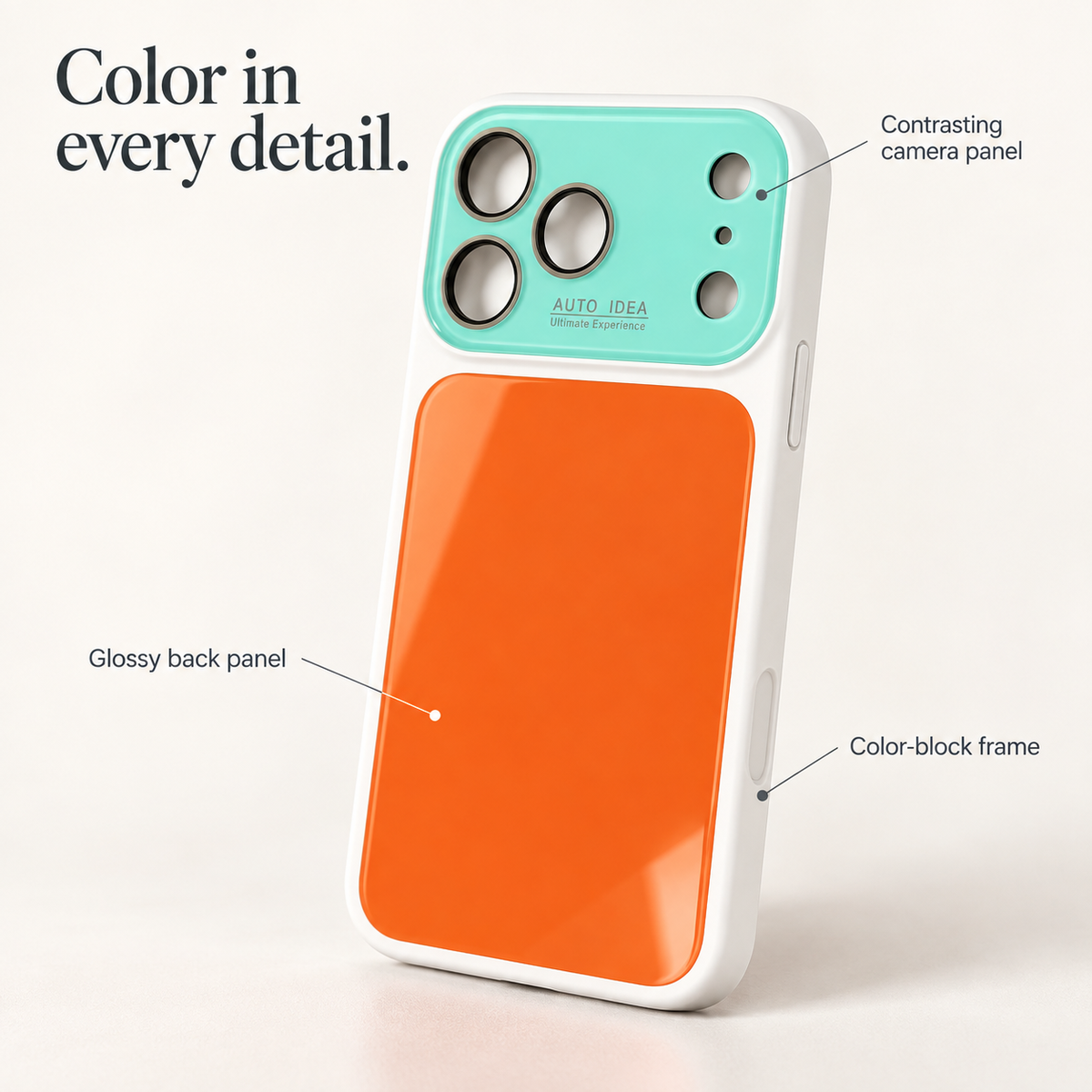 Glossy colorblock phone case in playful colors, view 2