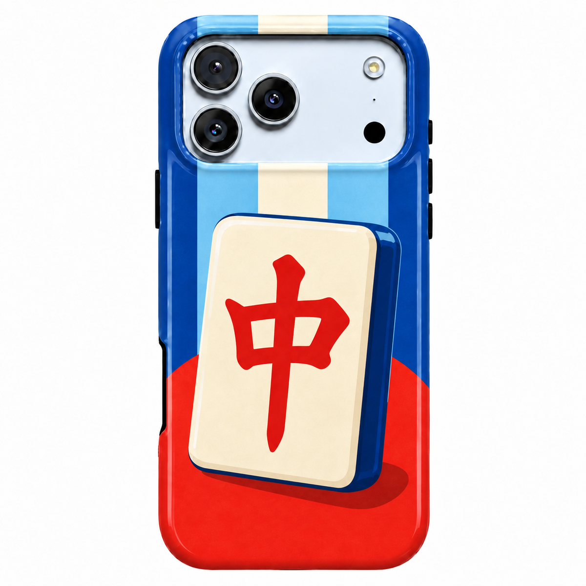 Blue and red dragon mahjong phone case