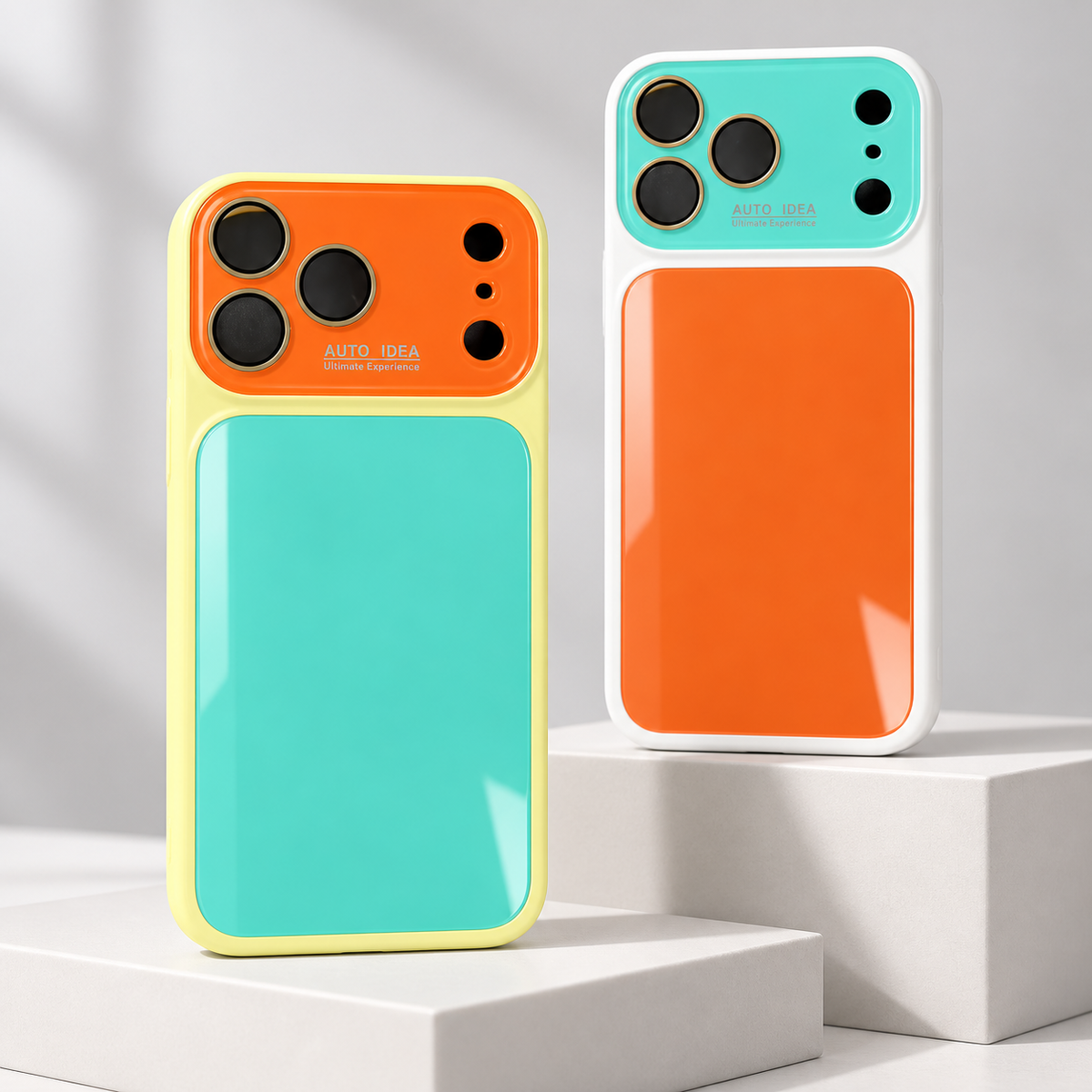 Glossy colorblock phone case in playful colors, view 3
