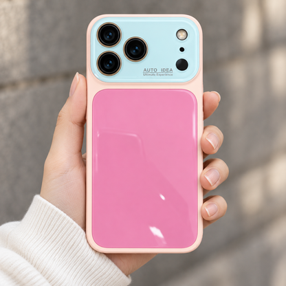 Glossy colorblock phone case in playful colors