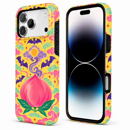 Yellow and purple lotus floral phone case, view 3