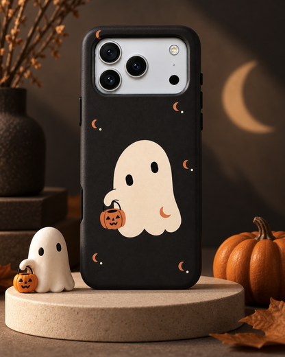 Moonlit Treat | Ghost & Pumpkin Phone Case