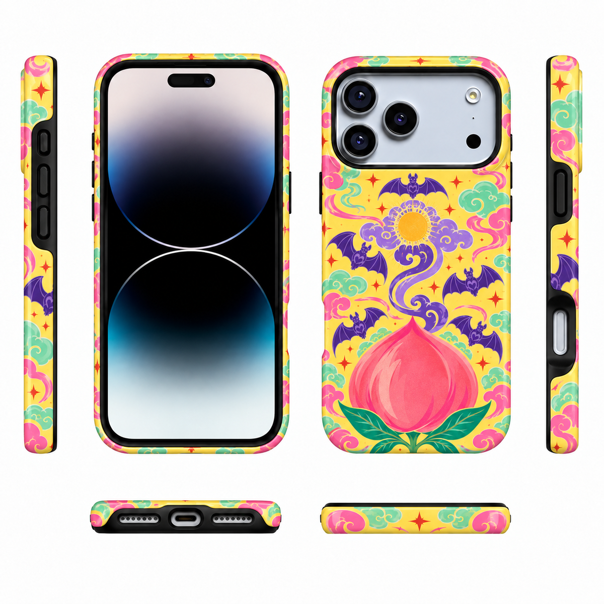 Yellow and purple lotus floral phone case, view 7