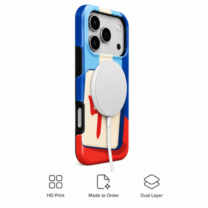 Blue and red dragon mahjong phone case, view 9